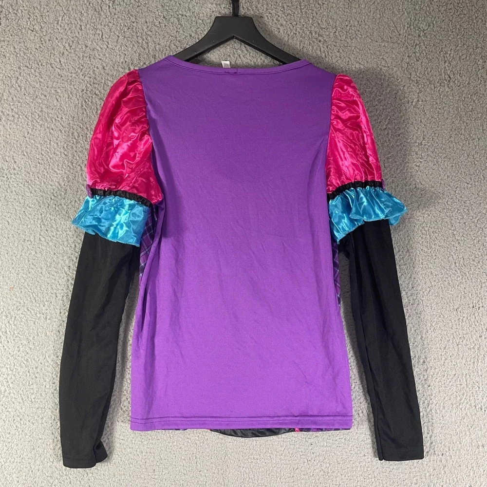 Girls Teen L 12 14 Jester Costume Top Purple Pink Black Halloween Carnival Shirt